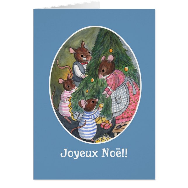 Niedliche Mäuse Dekorieren Weihnachtsbaum Französi (Vorne)