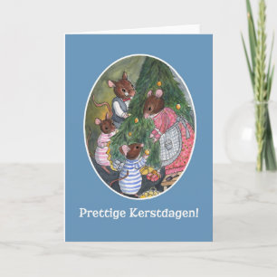 Niedliche Mäuse Dekorieren Weihnachtsbaum Niederlä Feiertagskarte