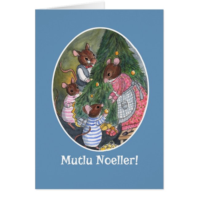 Niedliche Mäuse Dekorieren Weihnachtsbaum Türkisch (Vorne)