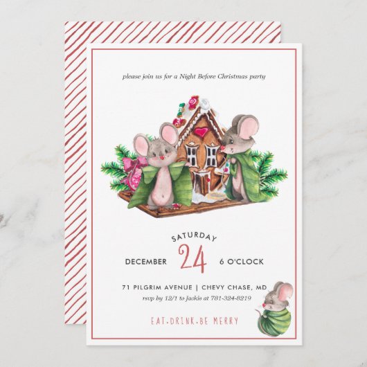 Niedliche Mäuse | Einladung zur Weihnachtsfeier (Vorne/Hinten)