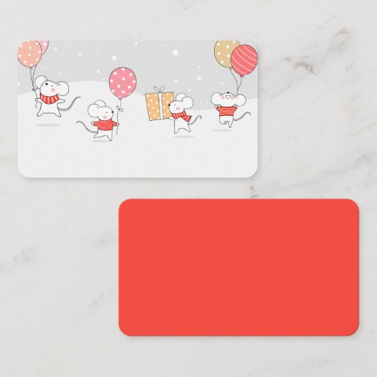 Niedliche Mäuse-Feiertagsparty Platzkarte (Vorne/Hinten)