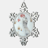 Niedliche Mäuse fressende Beeren Schneeszene Schneeflocken Zinn-Ornament (Rechts)
