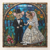 Niedliche Mäuse Hochzeitscouple-Untersetzer Glasuntersetzer (Vorderseite)