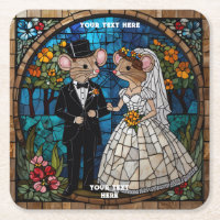 Niedliche Mäuse Hochzeitscouple-Untersetzer