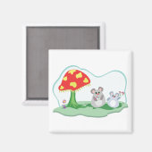 niedliche Mäuse im Pilzgarten Magnet (Vorderseite/Rückseite)