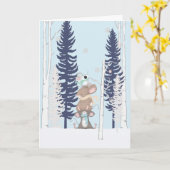 Niedliche Mäuse im Schnee Weihnachten Karte (Gelbe Blume)