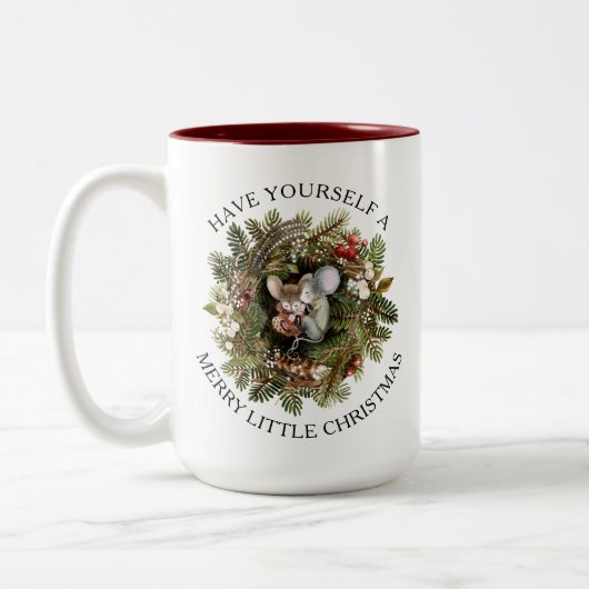 Niedliche Mäuse in Weihnachten Nest Schöne Weihnac Zweifarbige Tasse (Links)