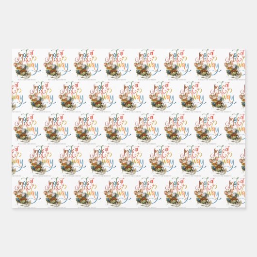 Niedliche Mäuse Jingle Geschenkpapier Set (Vorderseite)