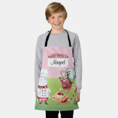 Niedliche Mäuse Koch Rosa grüne Aquarellkinder Schürze (Getragen)