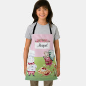 Niedliche Mäuse Koch Rosa grüne Aquarellkinder Schürze (Insitu)