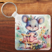 NIEDLICHE MÄuse MIT BLUME KINDERZIMMER MOTIVATONAL Schlüsselanhänger (Vorderseite)