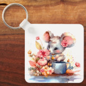 NIEDLICHE MÄuse MIT FARBEN BLUME MOTIVIEREND Schlüsselanhänger (Vorderseite)