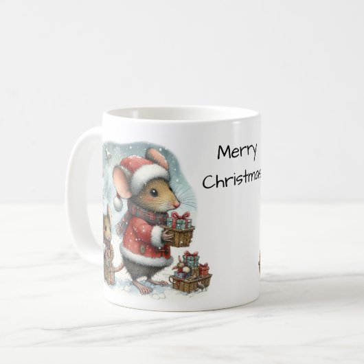 Niedliche Mäuse mit verzauberten Geschenken Weihna Kaffeetasse (Vorderseite Links)