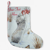 Niedliche Mäuse Rote Beeren Schneeszene Kleiner Weihnachtsstrumpf (Vorderseite)