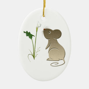 Niedliche Mäuse- und Callalilie Verzierung Keramik Ornament