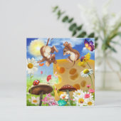 Niedliche Mäuse und Käsefantasiekarte (Stehend Vorderseite)