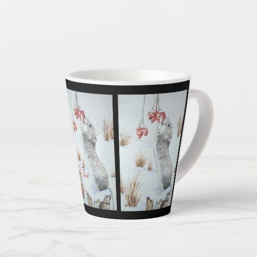 Niedliche Mäuse und rote Beeren - Schneefälle Milchtasse (Rechte Ecke)