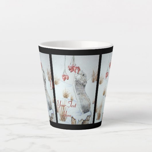 Niedliche Mäuse und rote Beeren - Schneefälle Milchtasse (Vorderseite)