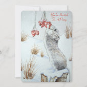 Niedliche Mäuse und Rote Beeren - Schneeschauer Einladung (Vorderseite)