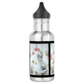 Niedliche Mäuse und rote Beeren - Schneeszene Edelstahlflasche (Links)