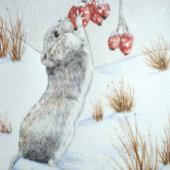 Niedliche Mäuse und rote Beeren - Schneeszene Flachmann