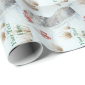 Niedliche Mäuse und rote Beeren - Schneeszene Geschenkpapier (Rolleneckpunkt)