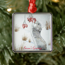 Niedliche Mäuse und rote Beeren - Schneeszene