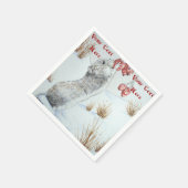 Niedliche Mäuse und rote Beeren - Schneeszene Serviette (Ecke)