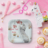 Niedliche Mäuse und rote Beeren Schneeszene Wildku Pappteller (Party)