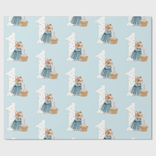 Niedliche Mäuse zum Geburtstag Geschenkpapier (Flach)