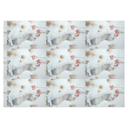 Niedliche Mäuseschneeszene für Weihnachten Tischdecke (Vorderseite (Horizontal))