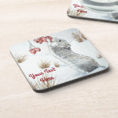 niedliche Mäuseschneeszene - Weihnachtsfest Untersetzer (Linke Seite)