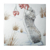 niedliche Mäuseschneewelt Fliese (Vorderseite)