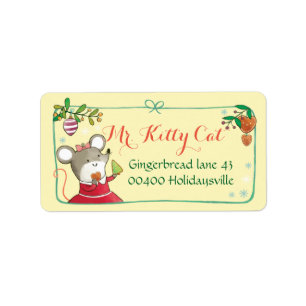 Niedliche Mäuseweihnachtsaufkleber Adressaufkleber