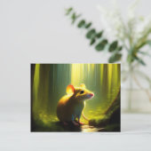 Niedliche Mauspause an einer Pfütze Postkarte (Stehend Vorderseite)