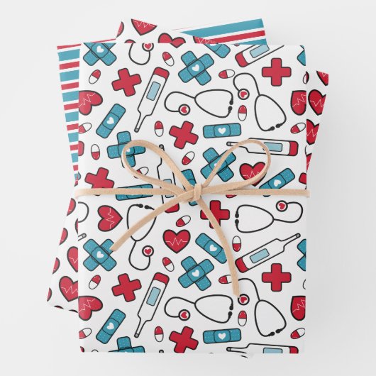Niedliche Medical Patterns Geschenkpapier Set (Beispiel)