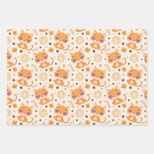 Niedliche Meditation Orangenkatze Geschenkpapier Set (Vorderseite 2)