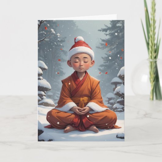 Niedliche meditative buddhistische Weihnachtsbotsc Feiertagskarte (Vorderseite)