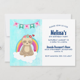 Niedliche Meditierungshügel mit Regenbogen Geburts Einladung