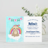 Niedliche Meditierungshügel mit Regenbogen Geburts Einladung (Stehend Vorderseite)