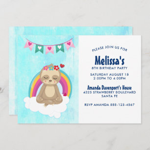 Niedliche Meditierungshügel mit Regenbogen Geburts Einladung