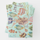 Niedliche Meeresfauna und -flora Geschenkpapier Set (Beispiel)