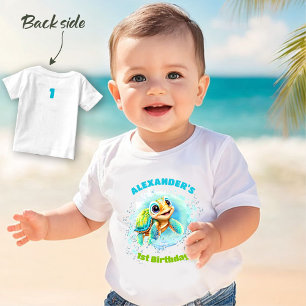 Niedliche Meeresschildkröte 1. Geburtstag Junge T  Baby T-shirt