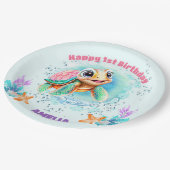 Niedliche Meeresschildkröte für Mädchen zum ersten Pappteller (Schrägansicht)