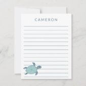 Niedliche Meeresschildkröte in blau Personalisiert Mitteilungskarte (Vorderseite)