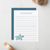 Niedliche Meeresschildkröte in blau Personalisiert Mitteilungskarte (Vorderseite/Rückseite Beispiel)