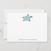 Niedliche Meeresschildkröte in blauer Personalisie Dankeskarte (Vorderseite)