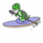 Niedliche Meeresschildkröte Kayaking Cartoon Aufkleber (Vorderseite)