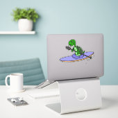 Niedliche Meeresschildkröte Kayaking Cartoon Aufkleber (Laptop auf Schreibtisch)