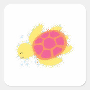 Niedliche Meeresschildkröte Quadratischer Aufkleber